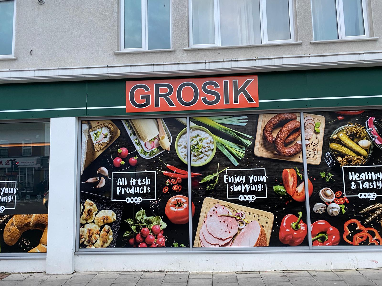 Grosik shop sign