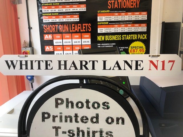 White hart lane vinyl on wood